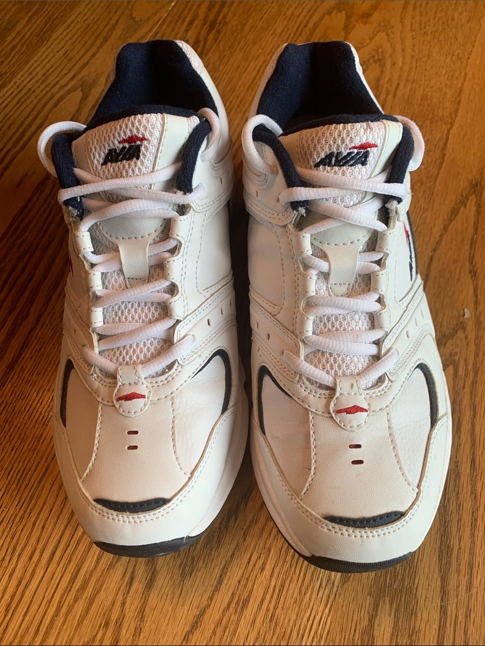 AVIA Men’s White Athletic Sneakers with Navy Accents
Size 9.5